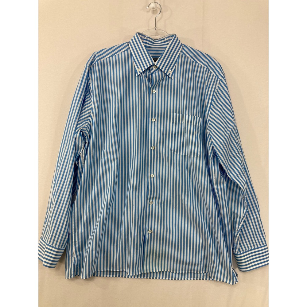 Solemare Maus & Hoffman Button Down Shirt Large Blue Striped Made in Italy